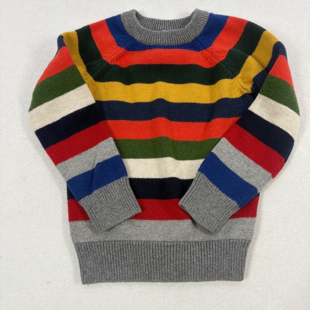 Baby Gap Striped Sweater Boys 5 Multicolor Cotton Wool Knit Preppy Crewneck